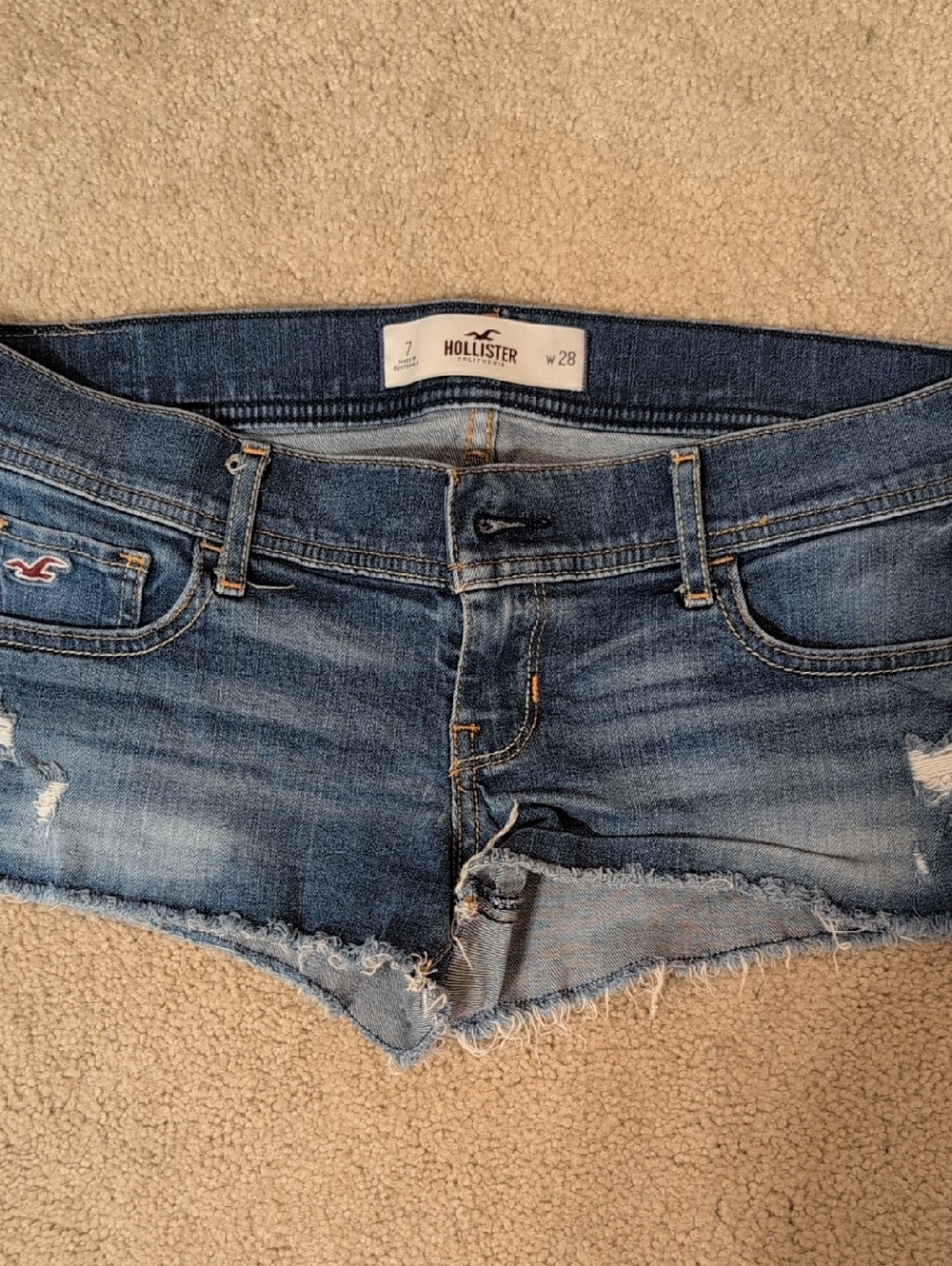 Hollister Women's Blue Distressed Denim Cutoff Shorts